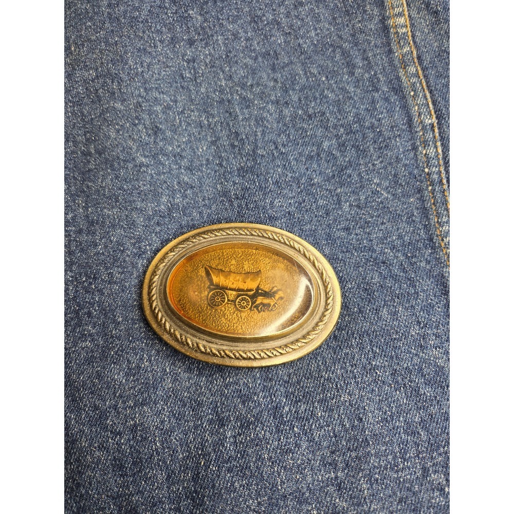 Vintage Western Wagon Brass Belt Buckle - Embedded Wagon Rare Find